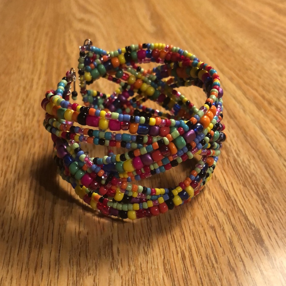 Colorful beaded cuff bracelet - Picture 3 of 4